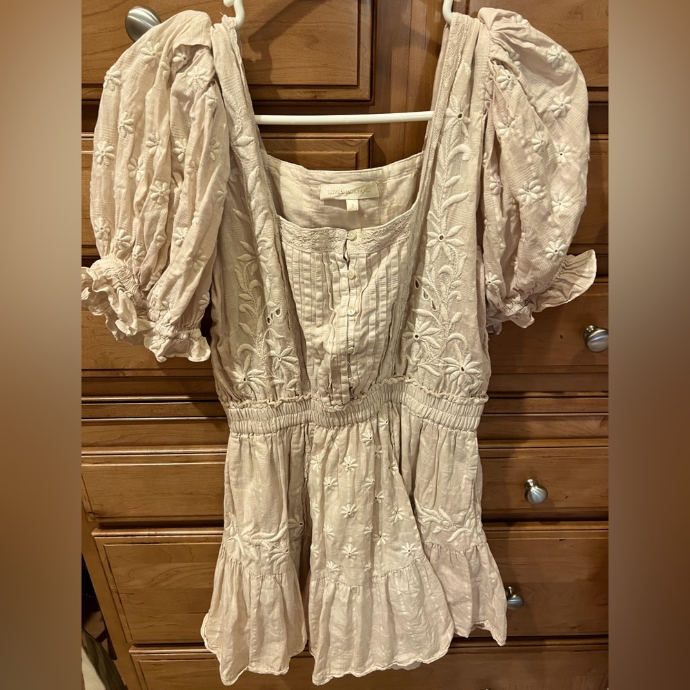 Pale lavender pink LoveShackFancy Tomasina mini dress